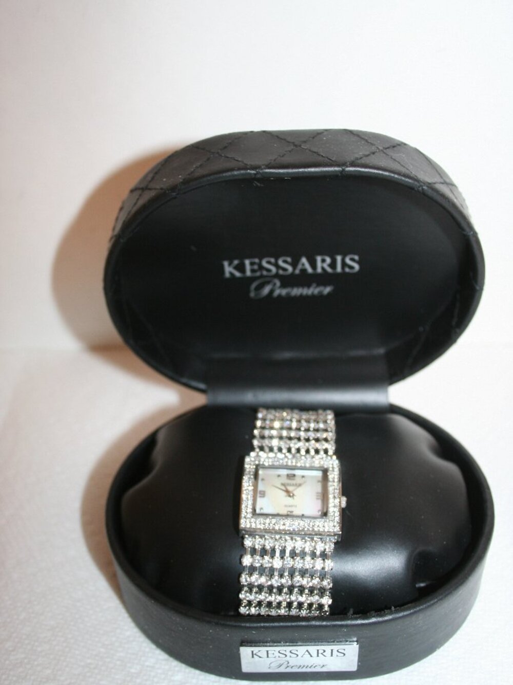 Kessaris Premier #JCR624E Womens Quartz Watch Rhinestone Silver Bracelet NIB